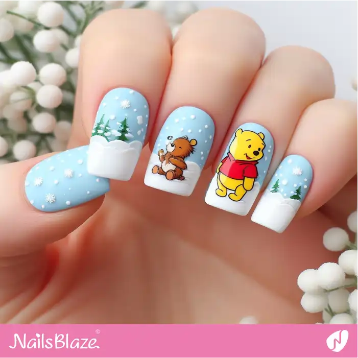 Winnie the Pooh Snowy Nail Design | Cartoon Nails - NB1701